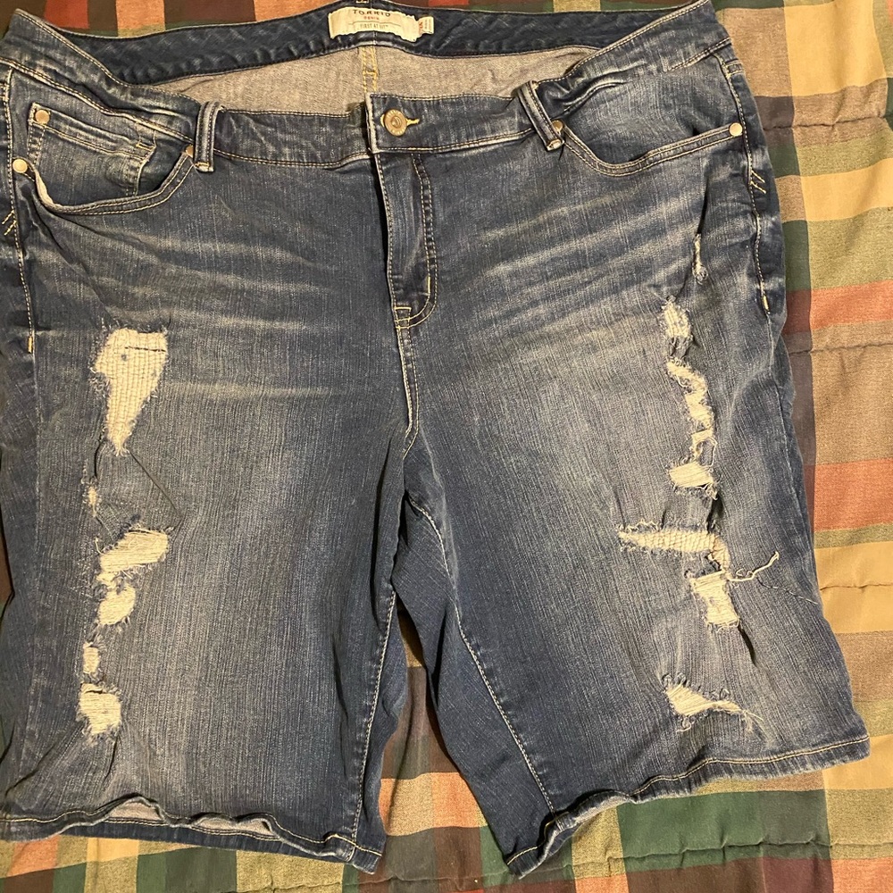 torrid Blue Denim Shorts with Button Front